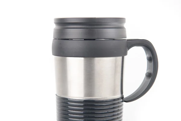 金属的咖啡杯，孤立的白色背景上 — 图库照片