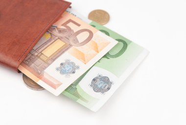AB para ile kahverengi cüzdan