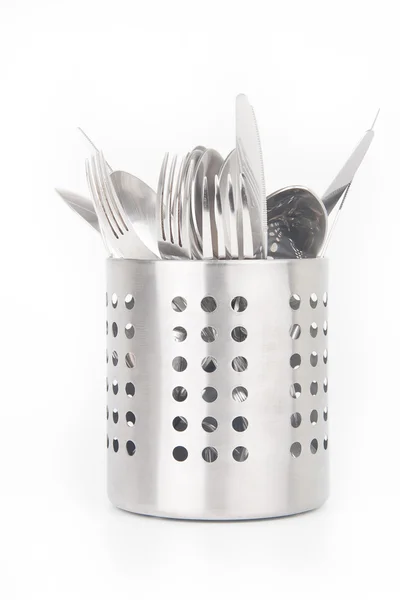 Cutlery holder isolated on white background — Stock Photo, Image