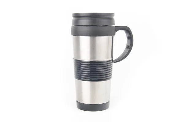 Metall kaffe mugg, isolerad på vit bakgrund — Stockfoto