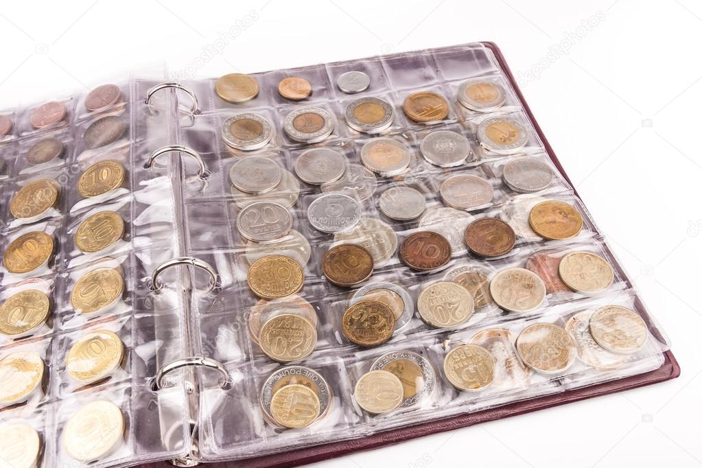 Coin album with world coins