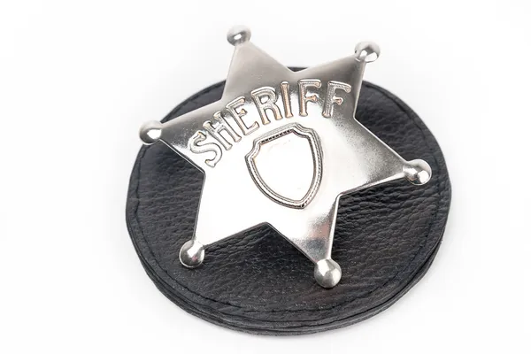 Distintivo dello sceriffo isolato su sfondo bianco — Foto Stock