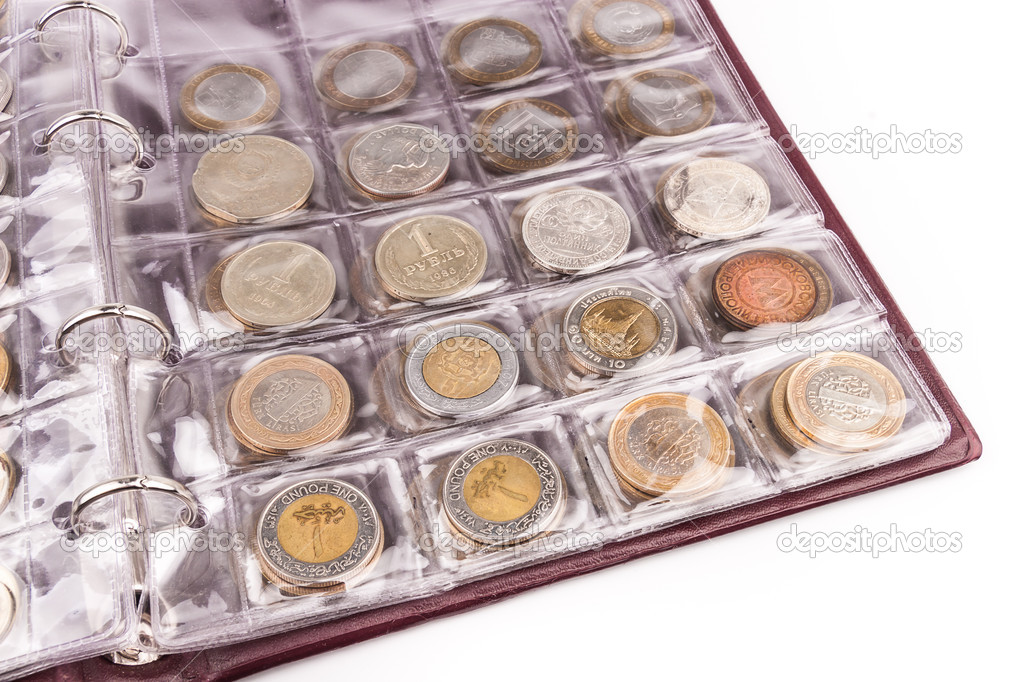 Coin album with world coins