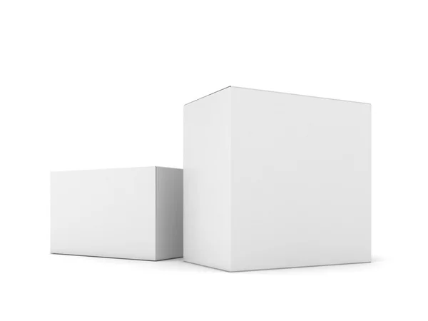Caixas em branco isoladas sobre branco — Fotografia de Stock
