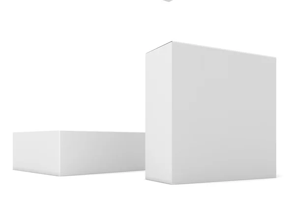 Caixas em branco isoladas sobre branco — Fotografia de Stock