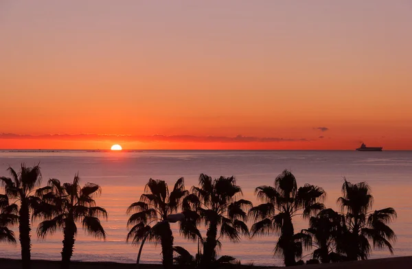 Sonnenuntergang am Strand von Malaga — Stockfoto