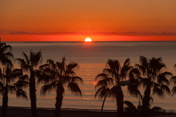 Sonnenuntergang am Strand von Malaga — Stockfoto