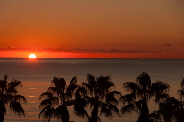Sonnenuntergang am Strand von Malaga — Stockfoto