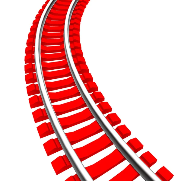 Single curved railroad track isolated — Stock Photo, Image