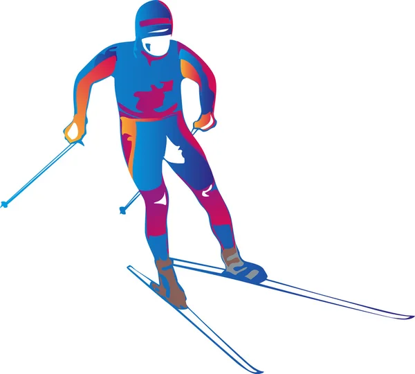 Ilustração vetorial de um esquiador colorido — Vetor de Stock