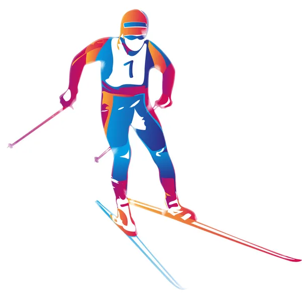 Ilustração vetorial de um esquiador colorido — Vetor de Stock