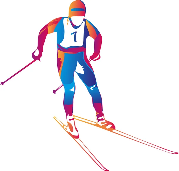 Vector illustration of a colorful skier — Stock Vector
