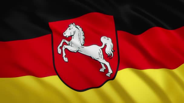 Land Niedersachsen Niedersachsen Niedersachsen - Viftande flagga video bakgrund — Stockvideo