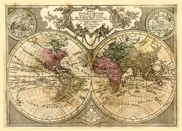 Carte Monde Antique Haute Qualité 1675 1726 — Photo