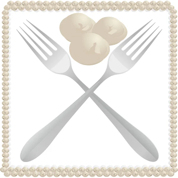 Table forks and dumplings — Stock Vector