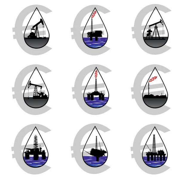Евро и капля нефти — стоковый вектор