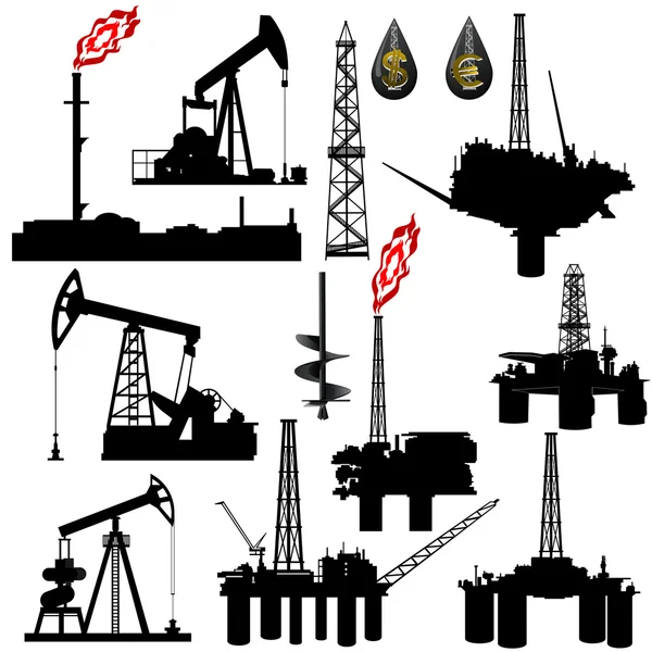 Instalaciones para la producción de petróleo — Vector de stock