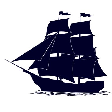 The contour of the ancient sailing ship clipart