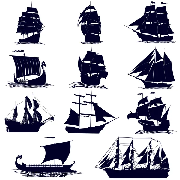 帆船の輪郭 — ストックベクタ