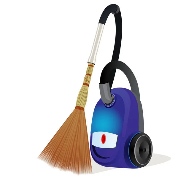 Un aspirateur avec un balai — Image vectorielle