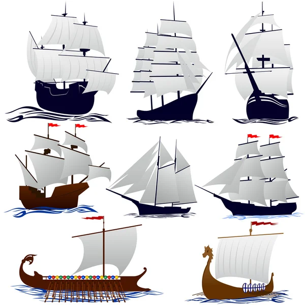 Velhos navios à vela — Vetor de Stock