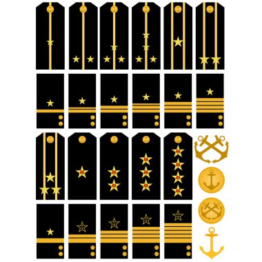 Shoulder straps and stripes with signs of distinction of the Navy of the Ru clipart