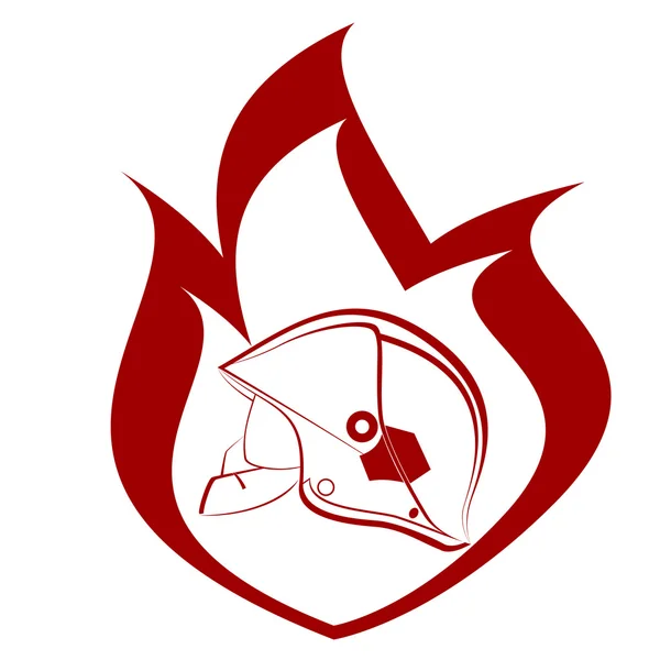Helmet of the fireman and fire — Stock Vector
