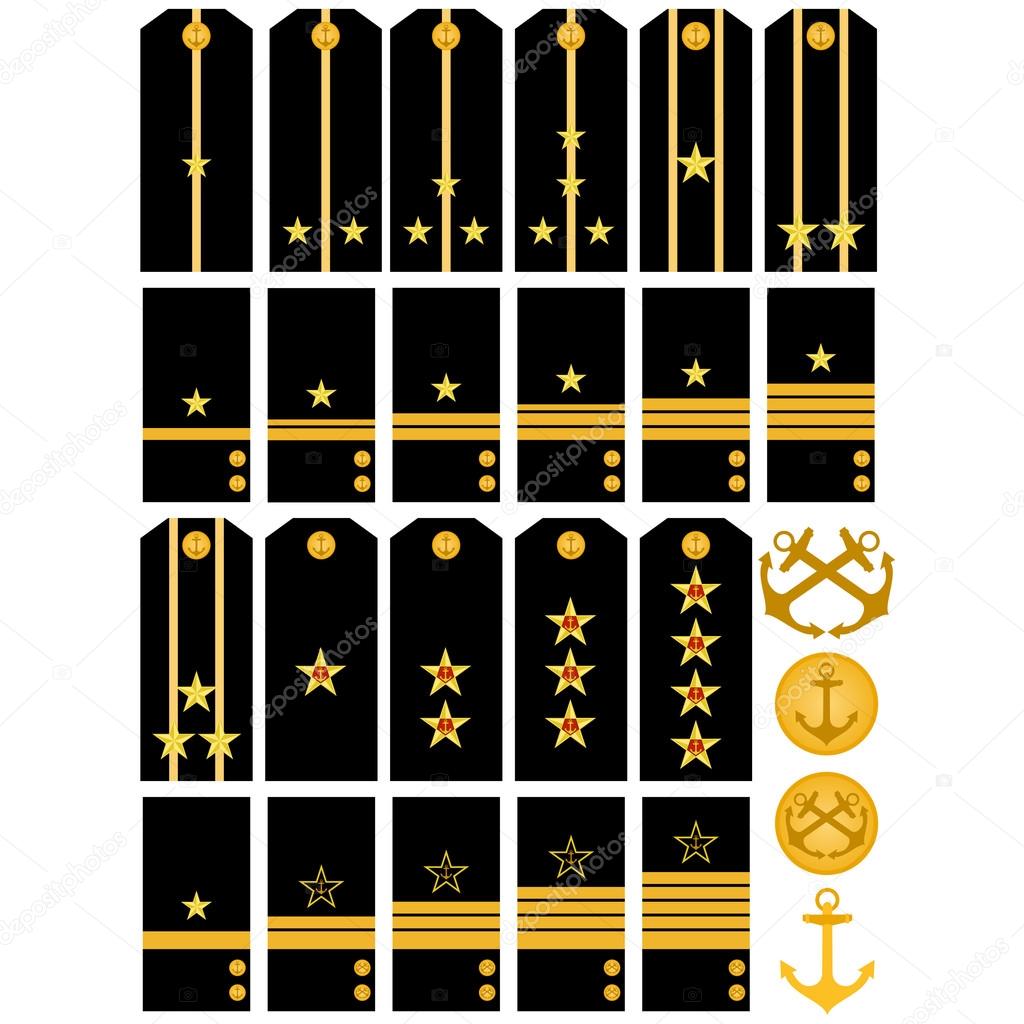 Shoulder straps and stripes with signs of distinction of the Navy of the Ru