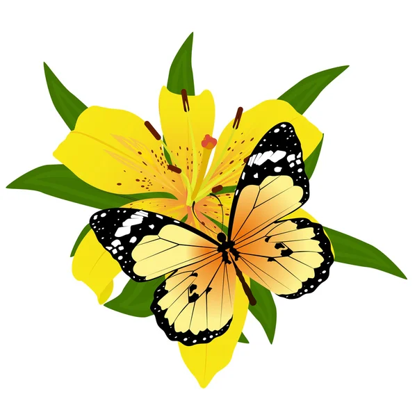Бабочка на цветке-1 — стоковый вектор