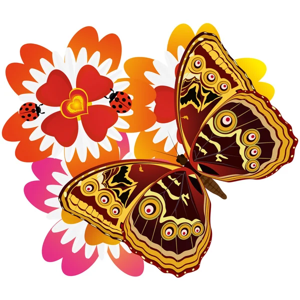 Бабочка на цветке-6 — стоковый вектор