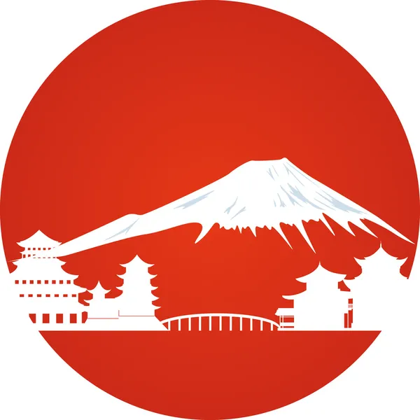 Paisaje japonés — Vector de stock