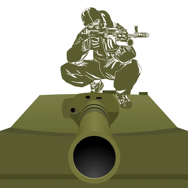 A soldier on the tank — Stock Photo, Image