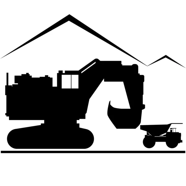 Excavator and truck — Stock Photo, Image