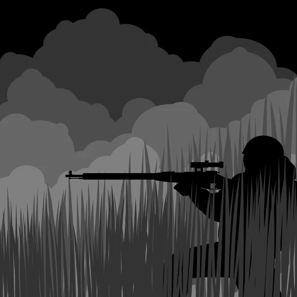 Sniper de nuit — Image vectorielle