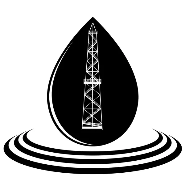 A drop of oil and oil rig — Stock Vector