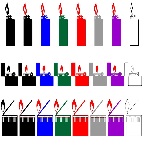 Partidos y encendedores . — Vector de stock