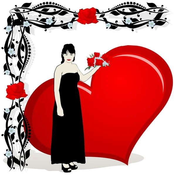 Girl with a Heart — Stock Vector