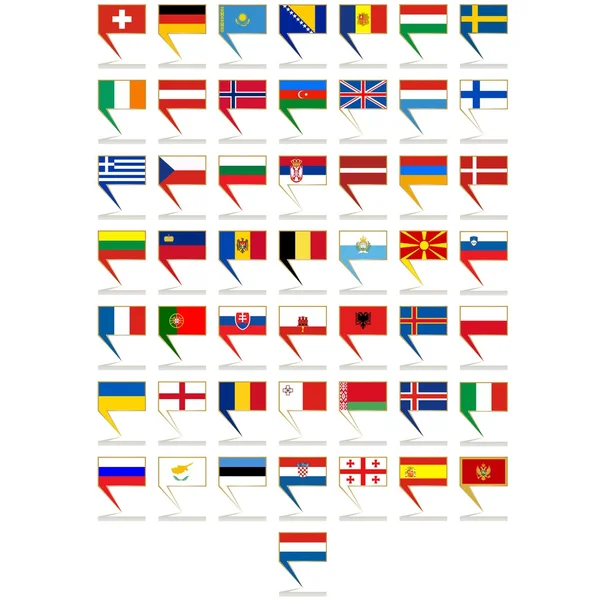 Märken med flaggor i Europa — Stock vektor