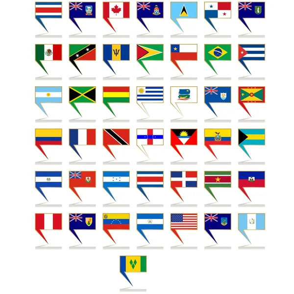 Insignias con banderas de América — Vector de stock