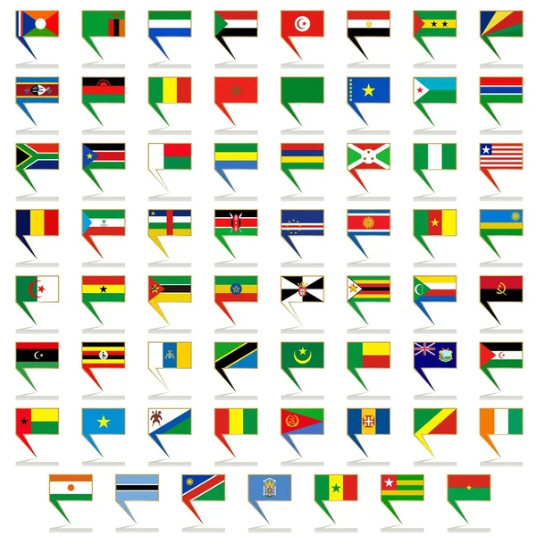 Insignias con banderas de África — Vector de stock