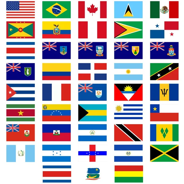 Banderas de los países de América — Vector de stock