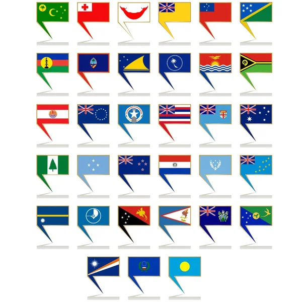 Iconos con las banderas de Australia y Oceanía — Vector de stock