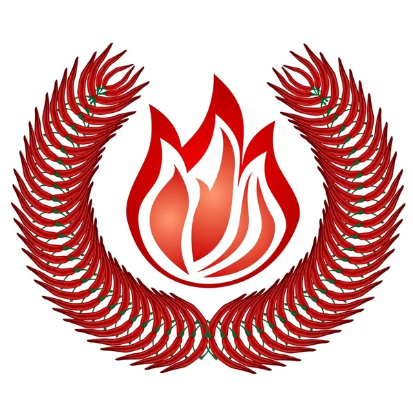 Piros paprika és a tűz — Stock Vector