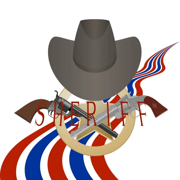 Insignia del sheriff y arma — Vector de stock