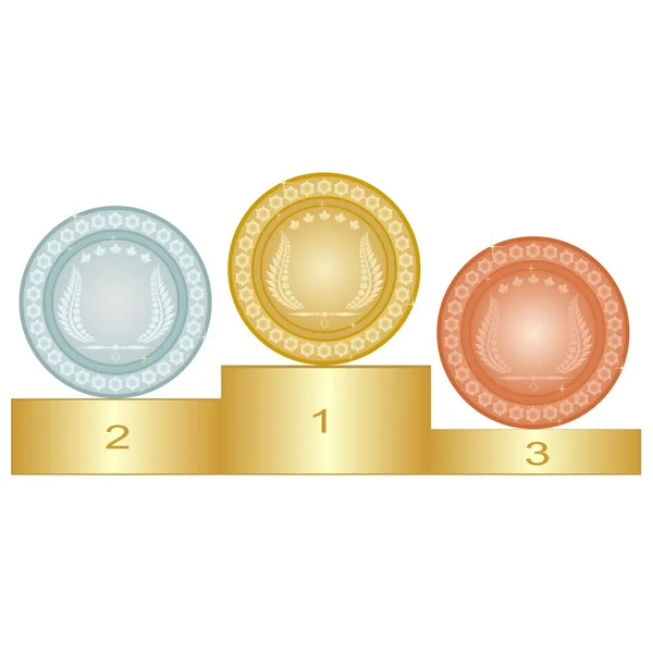 Medallas de pedestal y deportivas — Vector de stock