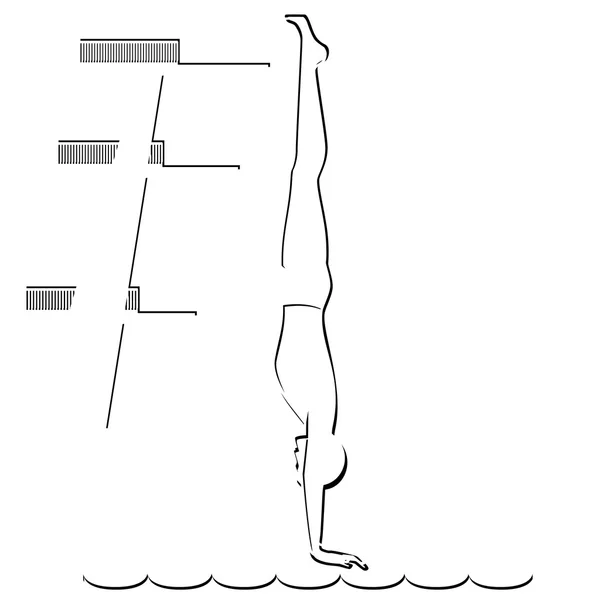 Saltar al agua desde un trampolín — Vector de stock