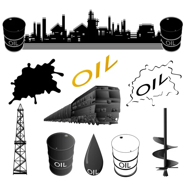 Establecer instalaciones de la industria petrolera — Vector de stock