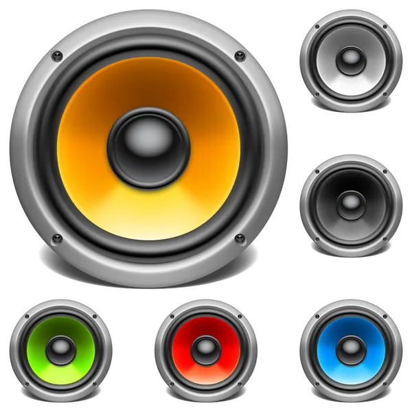 Altavoces de audio color . — Vector de stock