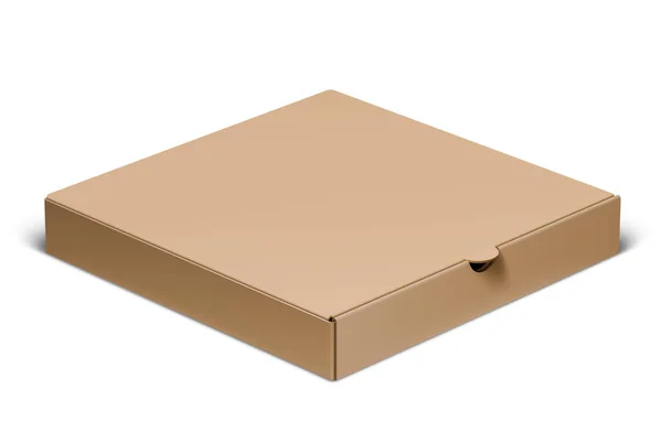 Caja Pizza Cartón Cerrada Marrón Maqueta Plantilla Para Diseño Personalizado — Vector de stock