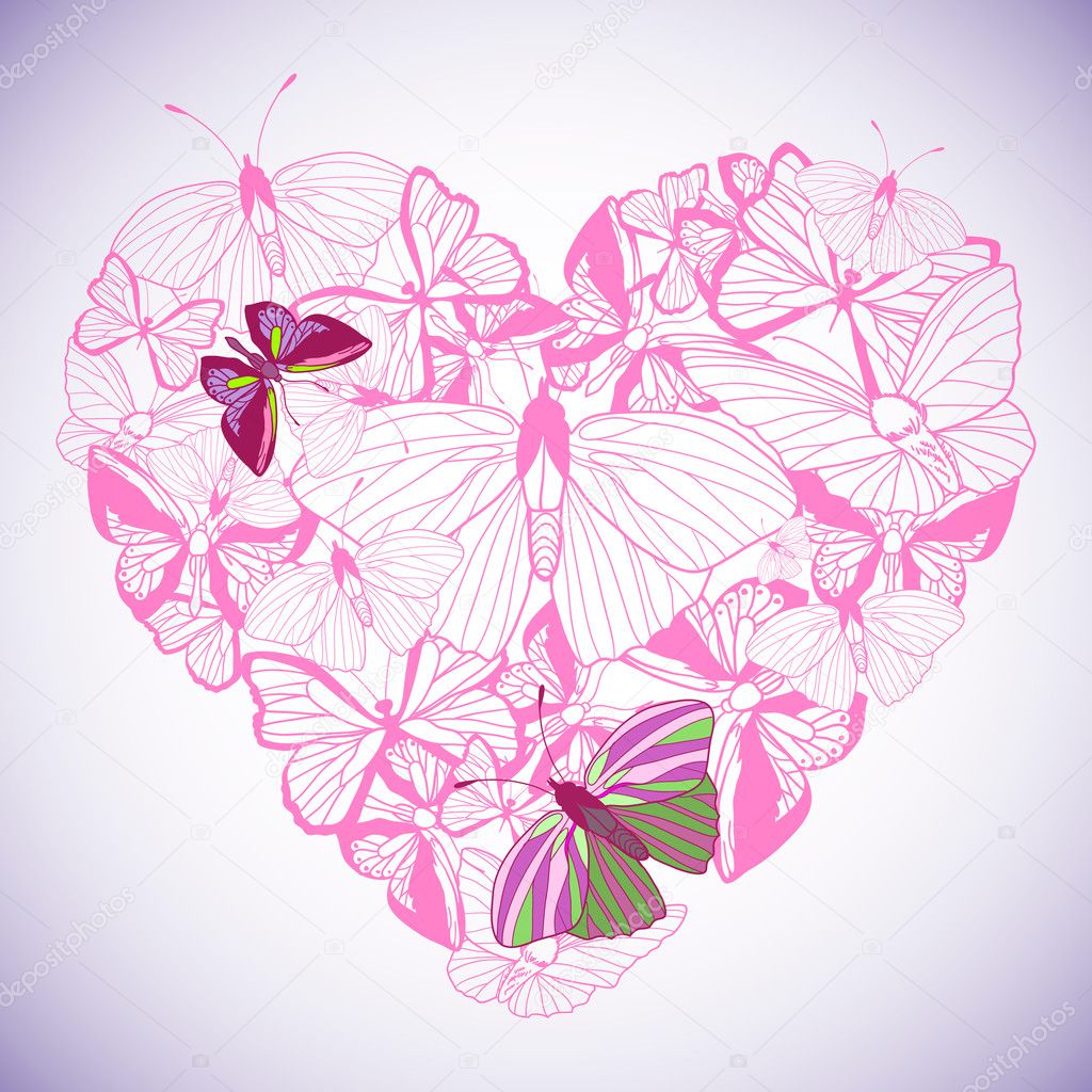 Abstract heart butterfly vector.